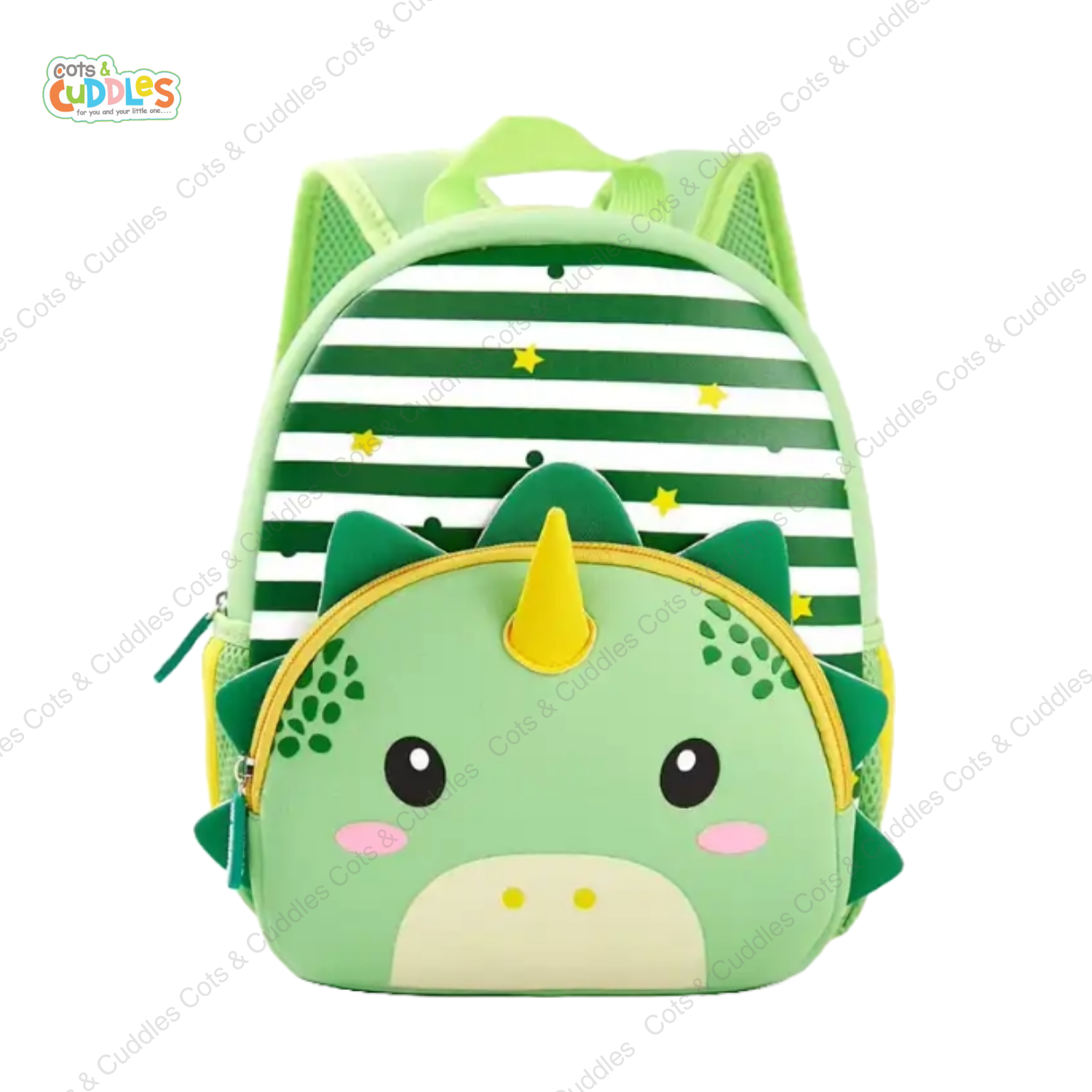 Cute Baby Dinosaur Soft Plush Backpack with Front Pocket for Kids Gre