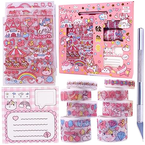 8 Rolls Kawaii Washi Tape Pack, Wide Cute Washi Tape Set, Kawaii Tape Cute  Tape, Pink Kids Washi Tape, DIY Decorative Stickers for Scrapbooking Diary
