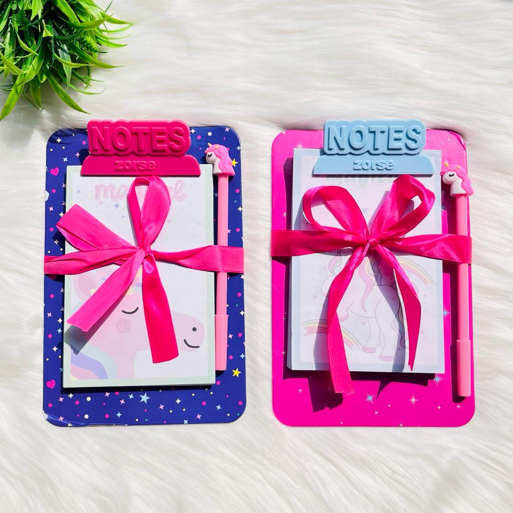 Mini Clipboard with Magnetic Back Includes Paper Pad and Pen (2-Pack)  (Pink)