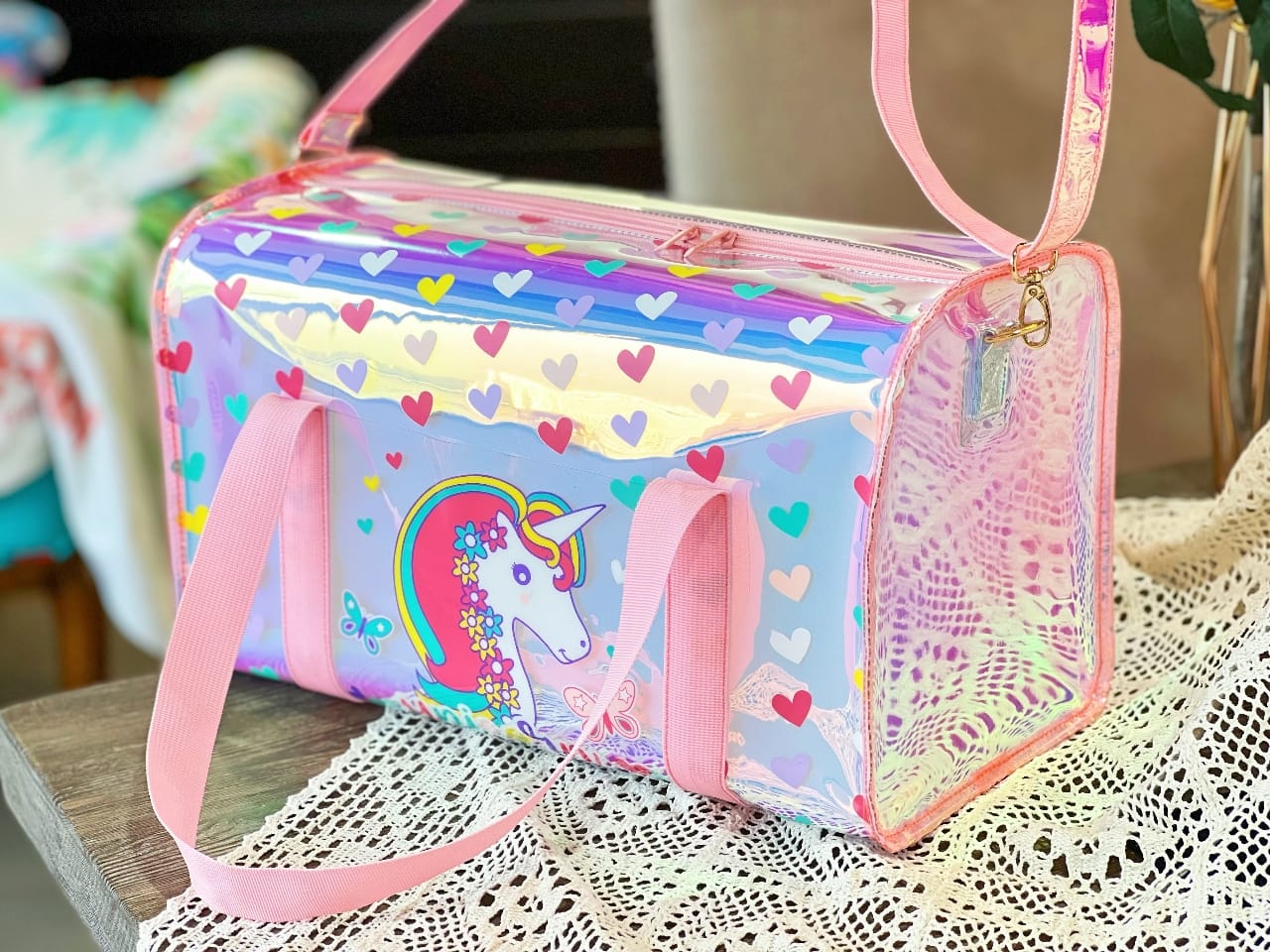 Girls Unicorn Holographic Lunch Box