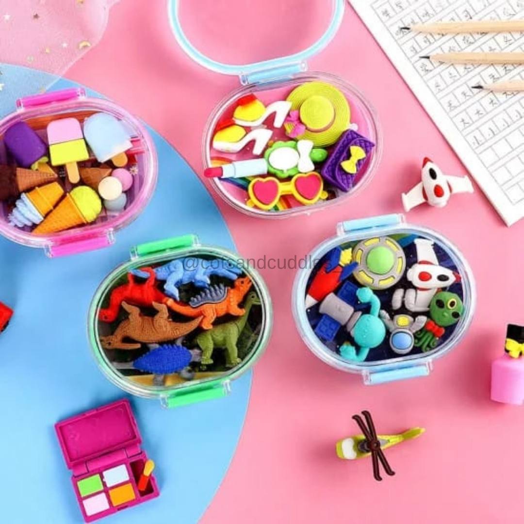 FunErasers-Food Puzzle Pencil Erasers for Kids (4 Pcs Random