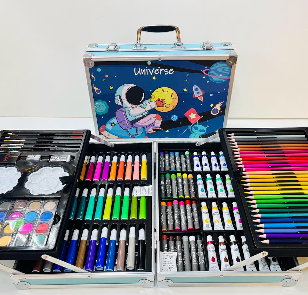 86 Pieces Colouring and Paint Set in Wooden Storage Case, Drawing