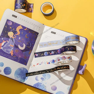 Galactic Delights: Space-themed Sticker Sheets and Masking Tapes