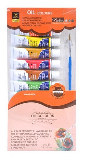 12pc Oil/Fabric Colours Set for Artcarft