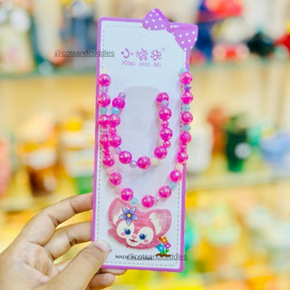 Playful Charm: Colourful Elastic Beaded Necklace Jewellery for Girls Random Design