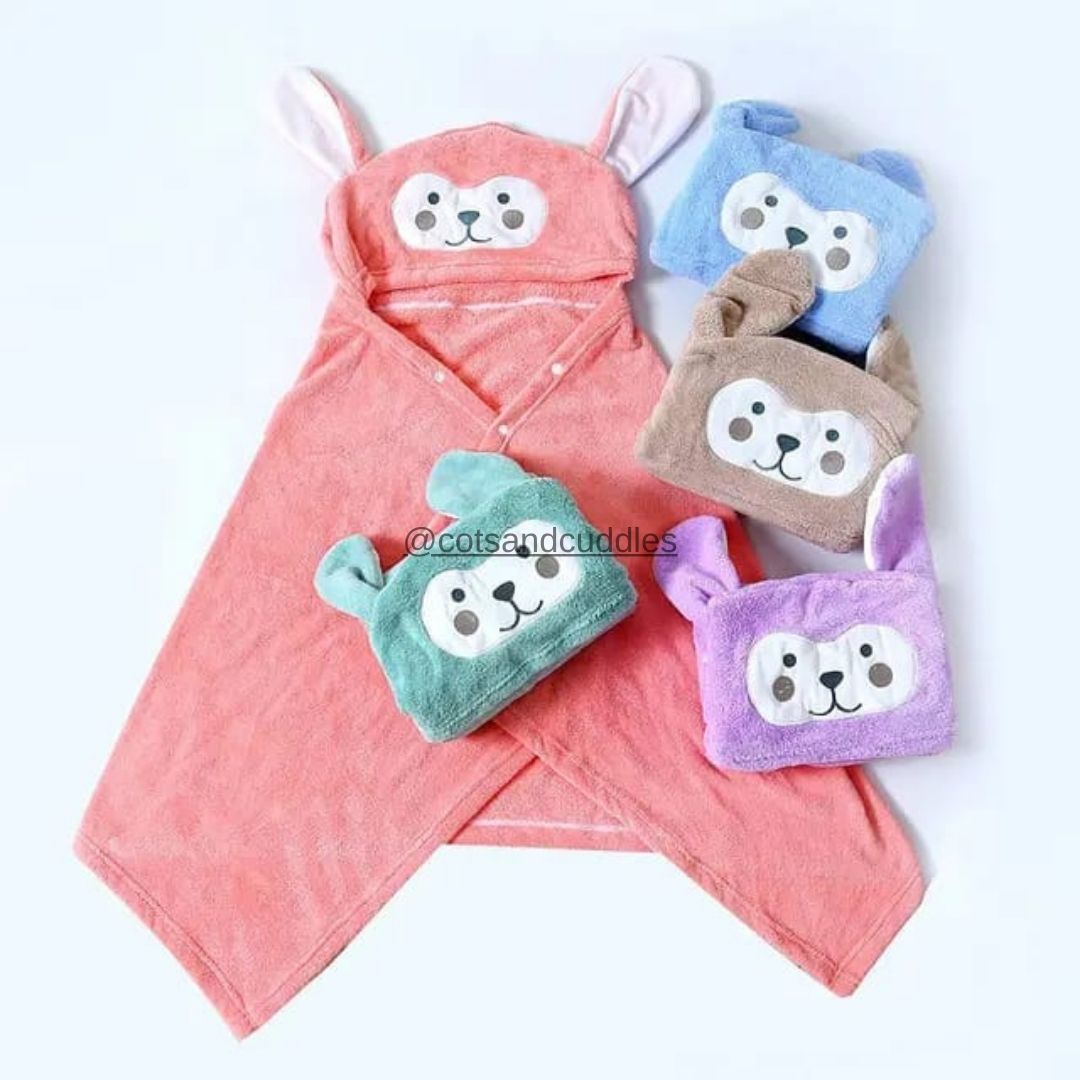 Cuddle Up with Cute Animal Face Hooded Soft Baby Towels: The Perfect B
