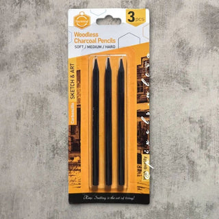 Black Charcoal Pencil Set: (3 Pieces)