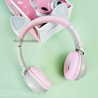 Meow Kids Wireless Headset: Cute Cat Theme with RGB Lights, High-Quality Sound TF Card for kids