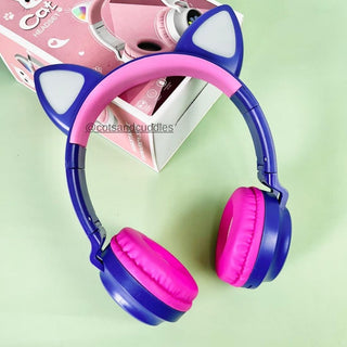 Meow Kids Wireless Headset: Cute Cat Theme with RGB Lights, High-Quality Sound TF Card for kids