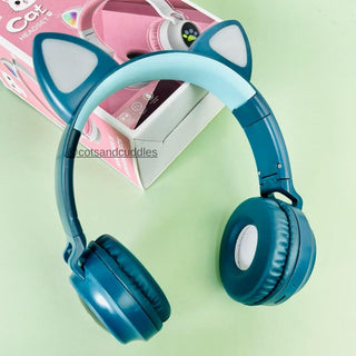 Meow Kids Wireless Headset: Cute Cat Theme with RGB Lights, High-Quality Sound TF Card for kids