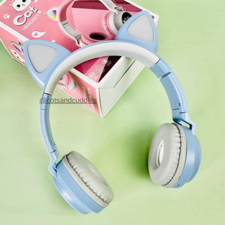 Meow Kids Wireless Headset: Cute Cat Theme with RGB Lights, High-Quality Sound TF Card for kids