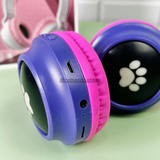 Meow Kids Wireless Headset: Cute Cat Theme with RGB Lights, High-Quality Sound TF Card for kids