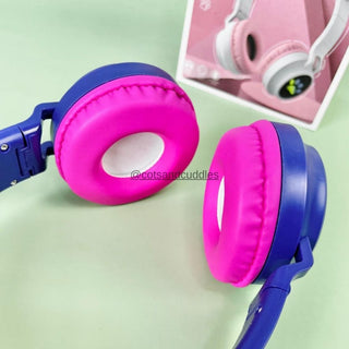 Meow Kids Wireless Headset: Cute Cat Theme with RGB Lights, High-Quality Sound TF Card for kids