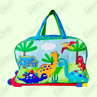 Cartoon-Themed Duffel Bag with Trolley For Kids (Dino Party)