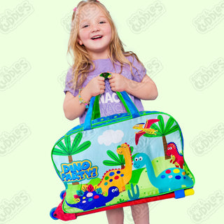 Cartoon-Themed Duffel Bag with Trolley For Kids (Dino Party)