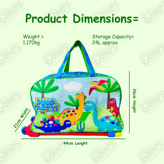 Cartoon-Themed Duffel Bag with Trolley For Kids (Dino Party)