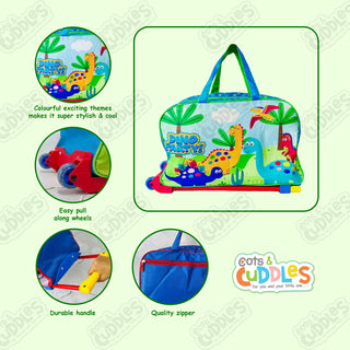 Cartoon-Themed Duffel Bag with Trolley For Kids (Dino Party)