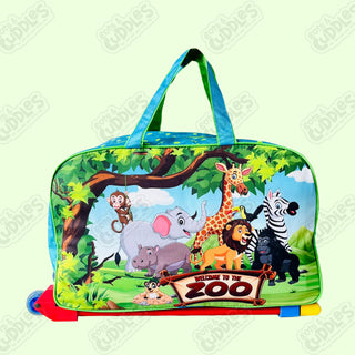 Cartoon-Themed Duffel Bag with Trolley For Kids (Welcome to Zoo)