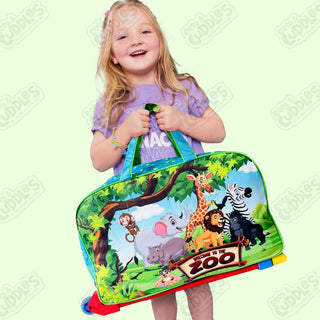 Cartoon-Themed Duffel Bag with Trolley For Kids (Welcome to Zoo)