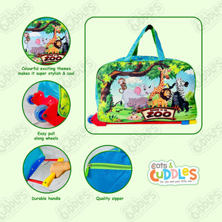 Cartoon-Themed Duffel Bag with Trolley For Kids (Welcome to Zoo)