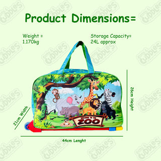 Cartoon-Themed Duffel Bag with Trolley For Kids (Welcome to Zoo)