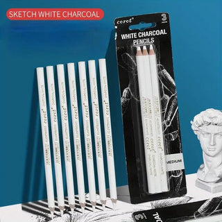 White Charcoal Pencil Set: (3 Pieces)