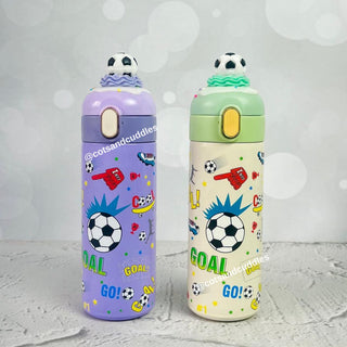 Cute Cartoon Silicone Topper Insulated Vacuum Sipper Water Bottle for Kids - 500ml