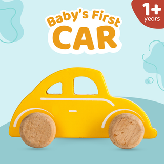 Cots and Cuddles Wooden Yellow Car Toy for Kids