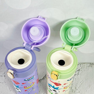 Cute Cartoon Silicone Topper Insulated Vacuum Sipper Water Bottle for Kids - 500ml