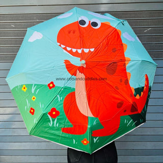 Premium Quality Theme Printed Umbrella For Kids (Red Dino)