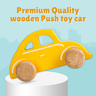 Cots and Cuddles Wooden Yellow Car Toy for Kids