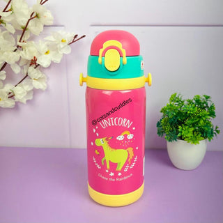 Double Cap Unicorn Stainless Steel Water Bottle - 450ml