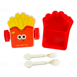 Cute Fast Food Design Plastic Lunch Box for Kids with Spoon and Fork (French Fries)