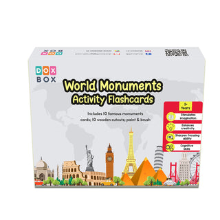 World Monuments flashcards with Activity / World Monuments Activity Book with Wooden Monuments.