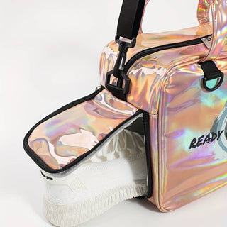 Illuminate Your Style: The Holographic Effect Bag with Shoe Pocket