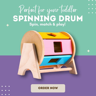 Wooden Spinning Drum for Kids