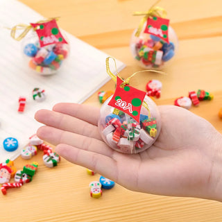 Christmas Themed Mini erasers in Transparent Ball