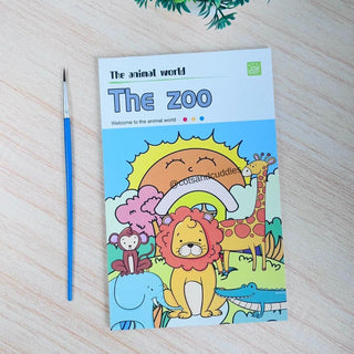 Doodle Delights: Compact Drawing Book with 6-Color Strip and Paintbrush (Zoo)