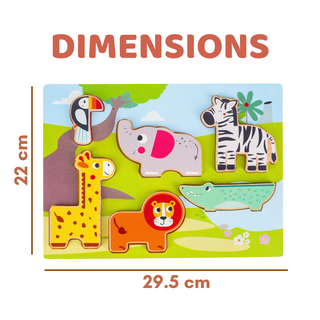 Cots and Cuddles Wooden Jungle Animal Shapes Chunky Match Puzzle