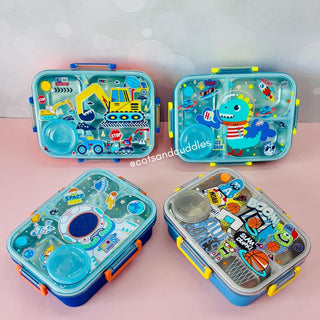 Cute Design 3-Compartment Lunch Box with 750ml + 80ml Salad Cup