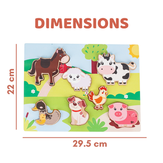 Cots and Cuddles Wooden Farm Animals Shapes Chunky Match Puzzle