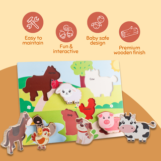 Wooden Farm Animal Puzzle  for Kids