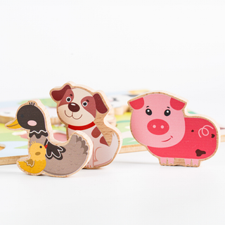 Cots and Cuddles Wooden Farm Animals Shapes Chunky Match Puzzle