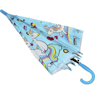 Premium Quality Theme Printed Umbrella For Kids (Unicorn Blue)