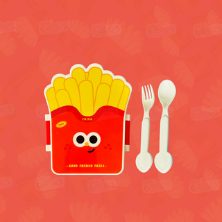 Cute Fast Food Design Plastic Lunch Box for Kids with Spoon and Fork (French Fries)