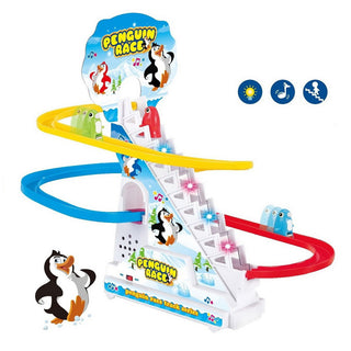 Penguin Palooza: A Dynamic Track Set with Flashing Lights and Musical Fun