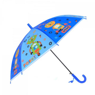 Premium Quality Theme Printed Umbrella For Kids (Robot Blue)