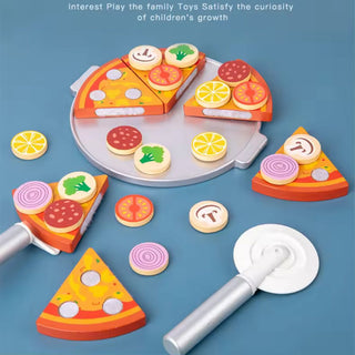 Montessori Wooden Pizza Play Food Cutting Toy Set