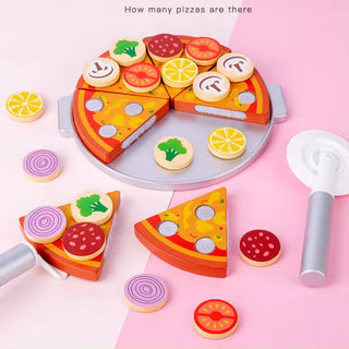 Montessori Wooden Pizza Play Food Cutting Toy Set