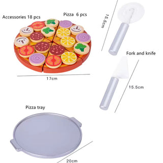 Montessori Wooden Pizza Play Food Cutting Toy Set